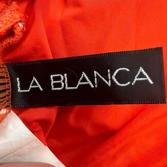 La Blanca Island Goddess High Neck Keyhole One-Piece Swimsuit Size 14 Orange - Picture 9 of 13